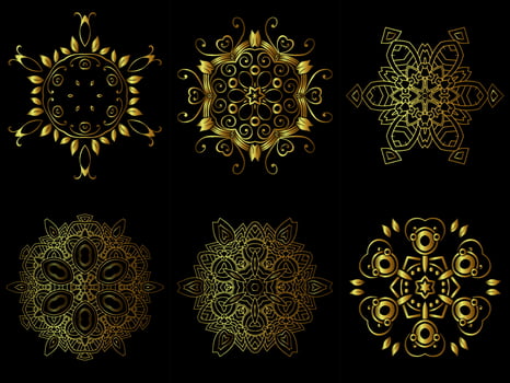 gold mandala ornament vector