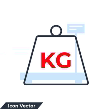 weight icon logo vector illustration. Kilogram dumbbell symbol template for graphic and web design collection