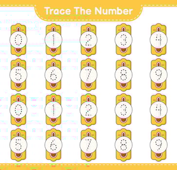 Trace the number. Tracing number with Thermometer. Educational children game, printable worksheet, vector illustration