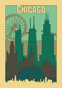 Chicago travel poster Vintage style vector