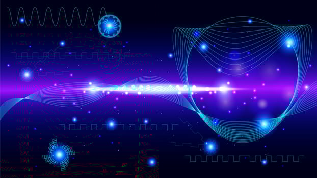 UI Hi-tec interface blue abstract digital technology with glowing particles, vector illustration