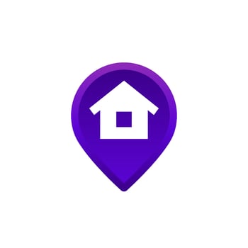 home, house and pin marker vector icon