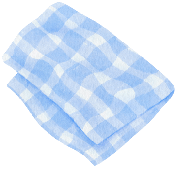 Blue Checkered Beach towel and picnic blanket in watercolor png