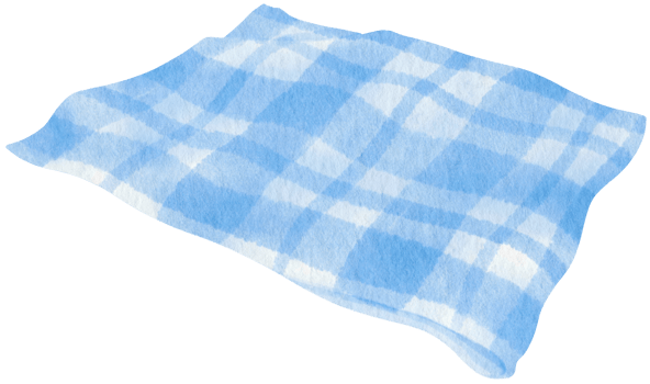 Blue Checkered Beach towel and picnic blanket in watercolor png
