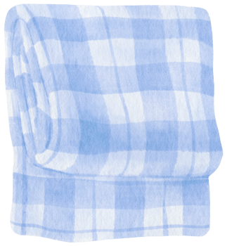 Blue Checkered Beach towel and picnic blanket in watercolor png