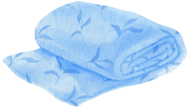 Blue Beach towel and picnic blanket watercolor illustration png