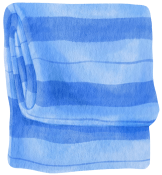 Striped beach towel and picnic blanket watercolor style png
