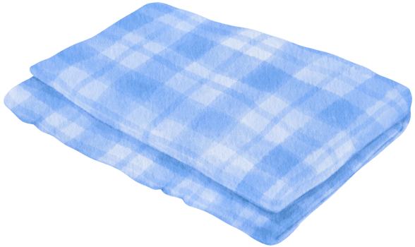Blue Checkered Beach towel and picnic blanket in watercolor png