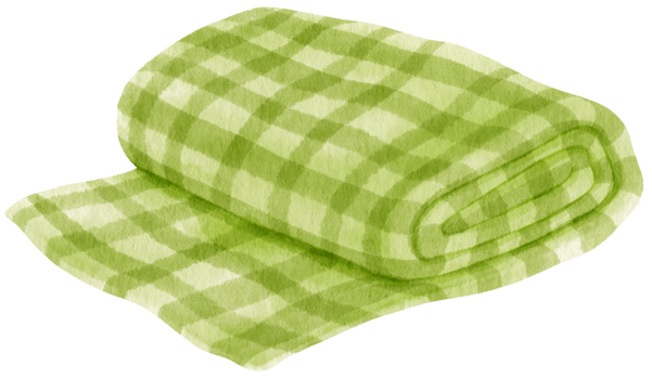 Green Checkered Beach towel and picnic blanket watercolor png
