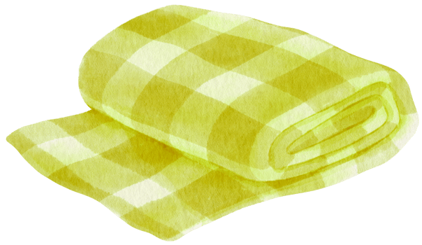 Green Checkered Beach towel and picnic blanket watercolor png