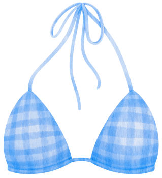 Blue bikini swimsuits watercolor style for summer decorative element png