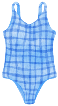 Blue one piece checkered pattern bikini swimsuits watercolor style for summer decorative element png