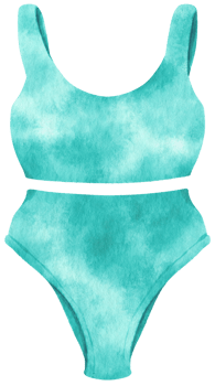 Blue two piece bikini swimsuits watercolor style for summer decorative element png