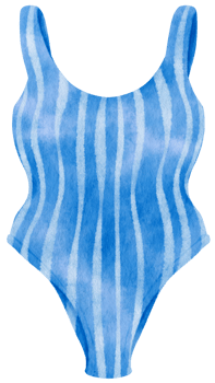 Blue stripes bikini swimsuits watercolor style for summer decorative element png