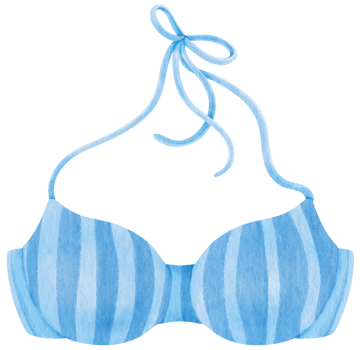 Blue stripes bikini swimsuits watercolor style for summer decorative element png