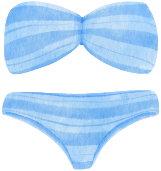 Blue stripes two piece bikini swimsuits watercolor style for summer decorative element png