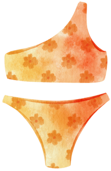 two piece bikini swimsuits watercolor style for Summer Decorative Element png