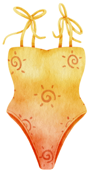 bikini one piece swimsuits watercolor style for Summer Decorative Element png