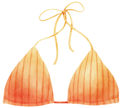 stripes bikini swimsuits watercolor style for Summer Decorative Element png