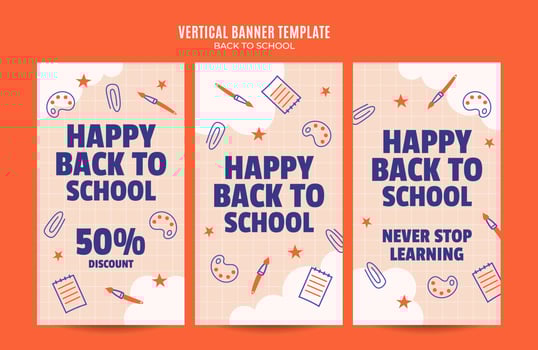 Back to School Web Banner for Social Media Vertical Poster, banner, space area and background vector