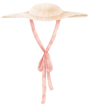 Cute White Straw Hat watercolor illustration for Summer Decorative Element png