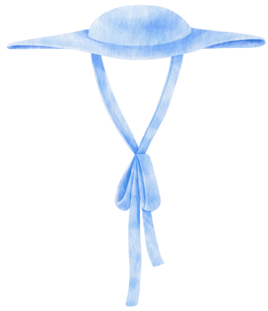 Cute Blue Hat watercolor illustration for Summer Decorative Element png