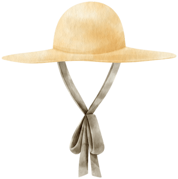 straw Floppy hat watercolor illustration for summer fashion png