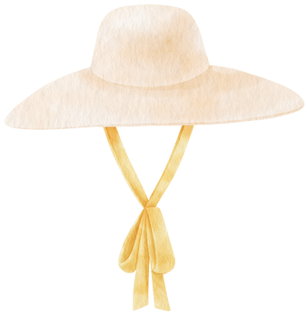 Cute White Straw Hat watercolor illustration for Summer Decorative Element png