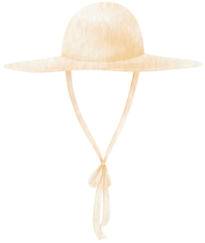 Cute White Straw Hat watercolor illustration for Summer Decorative Element png