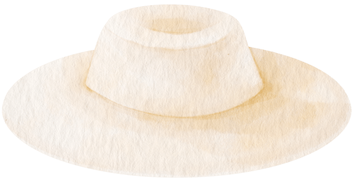 Cute White Straw Hat watercolor illustration for Summer Decorative Element png