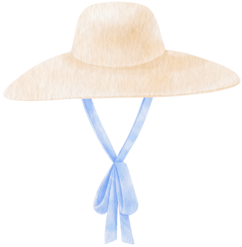 Cute White Straw Hat watercolor illustration for Summer Decorative Element png