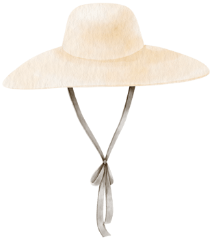 Cute White Straw Hat watercolor illustration for Summer Decorative Element png