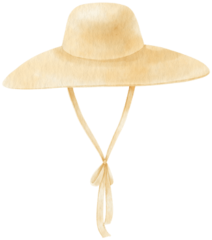 Straw Floppy hat watercolor illustration for summer fashion png