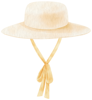 Cute White Straw Hat watercolor illustration for Summer Decorative Element png