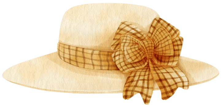 Cute Straw Hat with ribbon watercolor illustration for Summer Decorative Element png