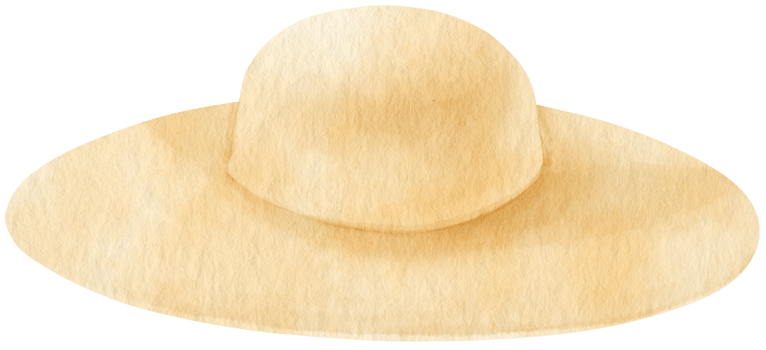 Straw Floppy hat watercolor illustration for summer fashion png
