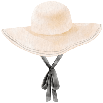 Cute White Straw Hat watercolor illustration for Summer Decorative Element png