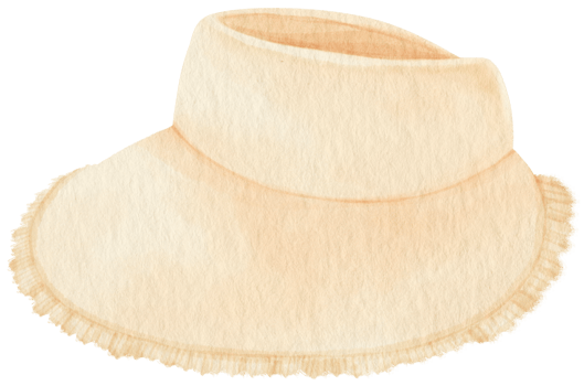 Cute White Straw Hat watercolor illustration for Summer Decorative Element png