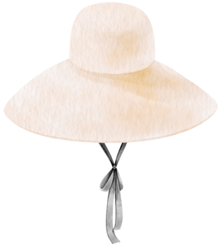 Cute White Straw Hat watercolor illustration for Summer Decorative Element png