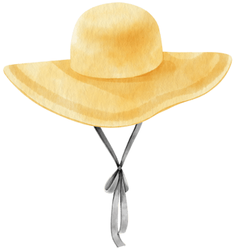 Cute Yellow Straw Hat watercolor illustration for Summer Decorative Element png