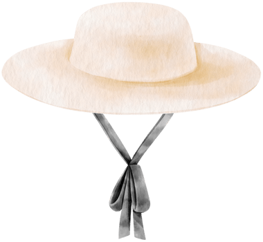 Cute White Straw Hat watercolor illustration for Summer Decorative Element png