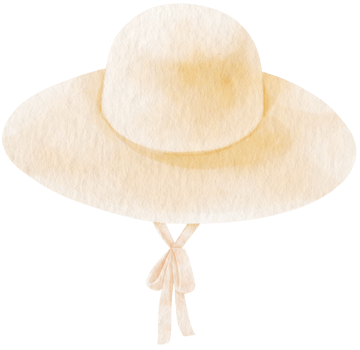 Cute White Straw Hat watercolor illustration for Summer Decorative Element png