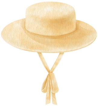 Cute boater Hat watercolor illustration for fashion item png
