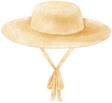 Cute yellow boater hat watercolor style summer fashion png