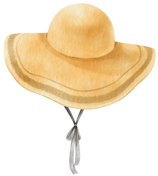 Straw Floppy hat watercolor illustration for summer fashion png