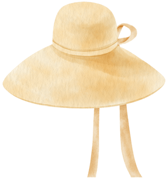 Straw Floppy hat watercolor illustration for summer fashion png