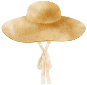 Straw Floppy hat watercolor illustration for summer fashion png