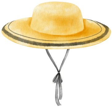 Cute Yellow Hat watercolor illustration for Summer Decorative Element png