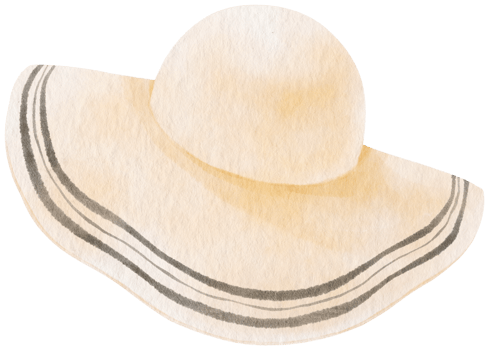 Cute White Straw Hat watercolor illustration for Summer Decorative Element png