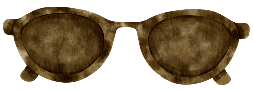 Black Sunglasses watercolor illustration for Summer Decorative Element png